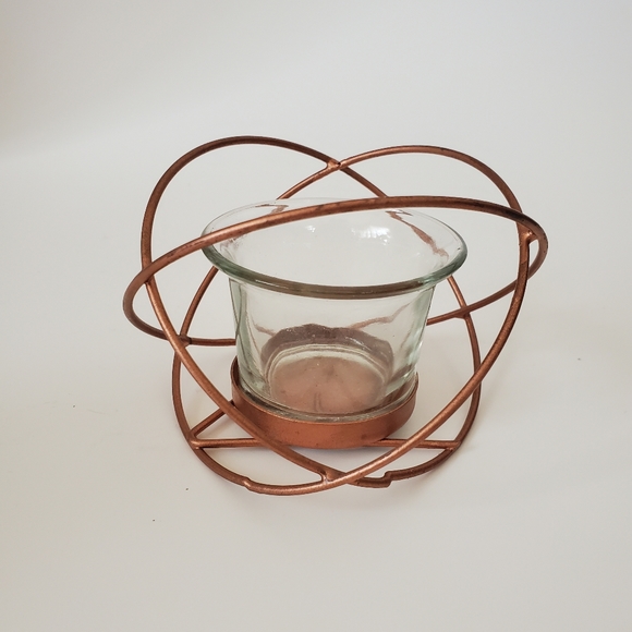 GEOMETRIC/ABSTRACT METAL AND GLASS Candle Holder - Picture 2 of 4